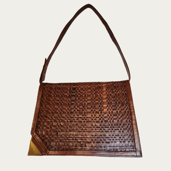 Tano Handbags - Vintage Tano Brown Woven Leather Shoulder Bag